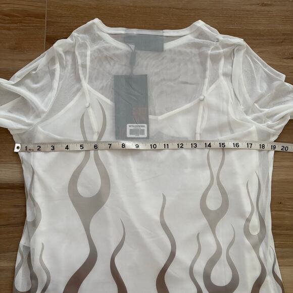 NWT Harley Davidson Women's Flames For Days Mesh Top in Cloud Dancer size Large - Picture 8 of 9